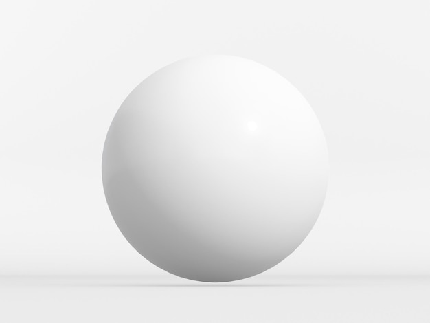 White ball isolated on white background with clipping path. 3d rendering.