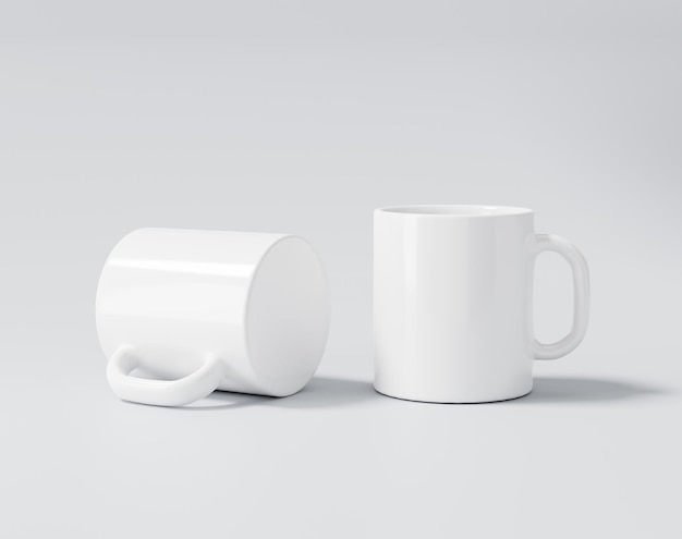 White coffee mug mockup White cup 3d rendering
