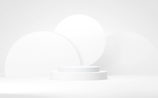 white colors podium abstract background minimal geometric shape 3d rendering