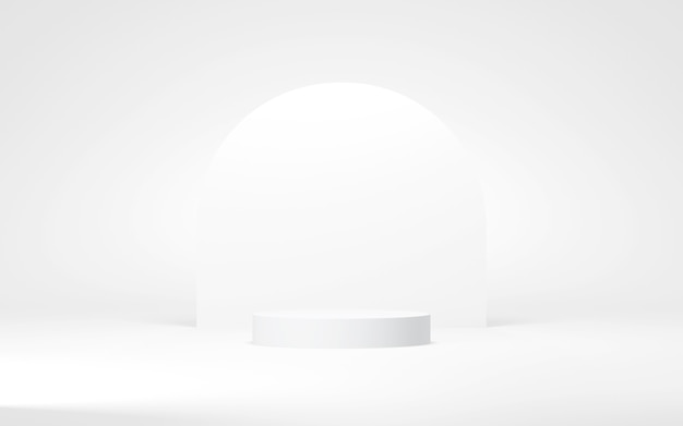 White colors podium abstract backgroundMinimal geometric shape 3d rendering