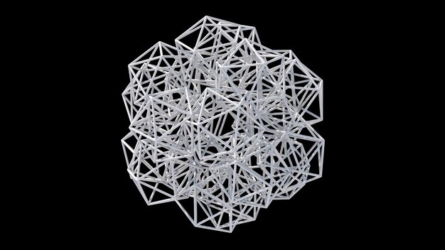 White mesh Black background Abstract illustration 3d renderx9