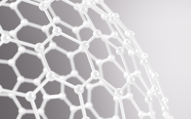 White nano balls Nanotechnology 3d rendering