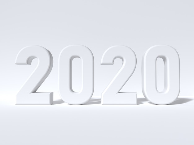 white scene minimal 2020 3d render type number
