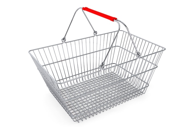 Wire shopping basket on a white background