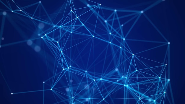 Wireframe landscape design on blue background Technology grid