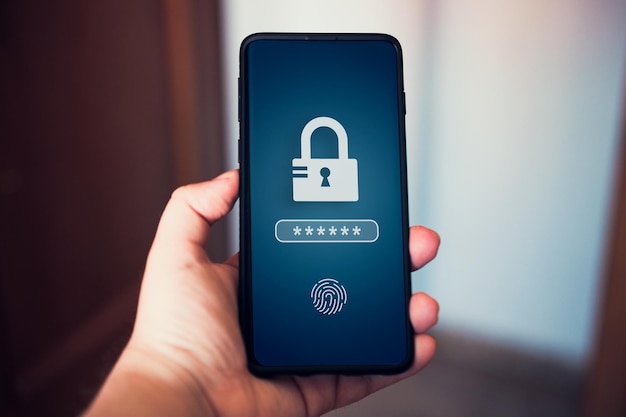 Woman accessing to user's personal information on smartphone Sign in or log in with username