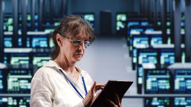 Woman doing regular server updates
