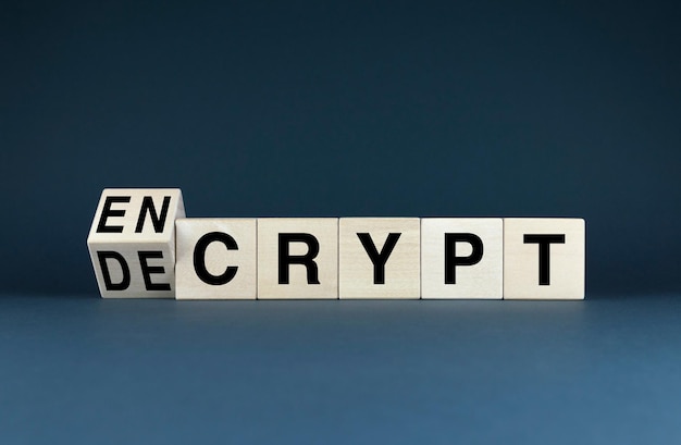 Wooden blocks spelling Encrypt Decrypt