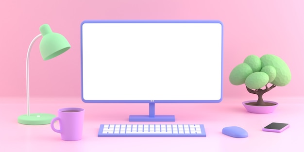 Workplace in cartoon style