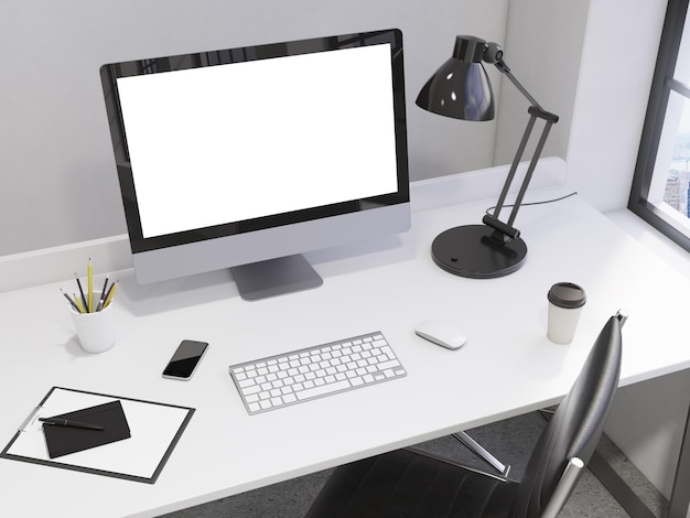 Workplace in the corner office