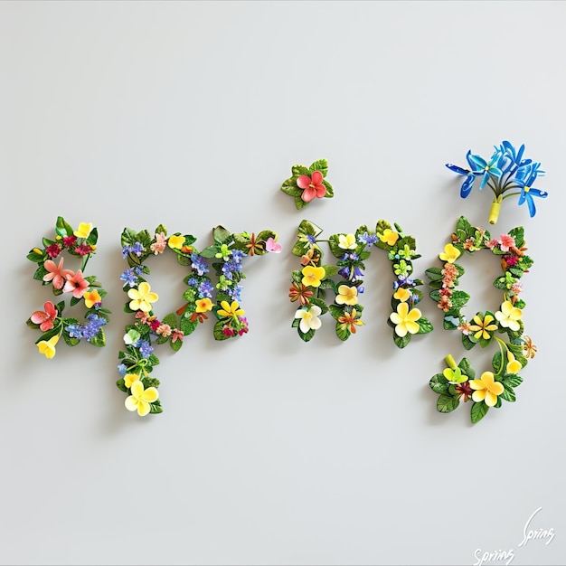 Write the word spring using flowers high quality ai generated image