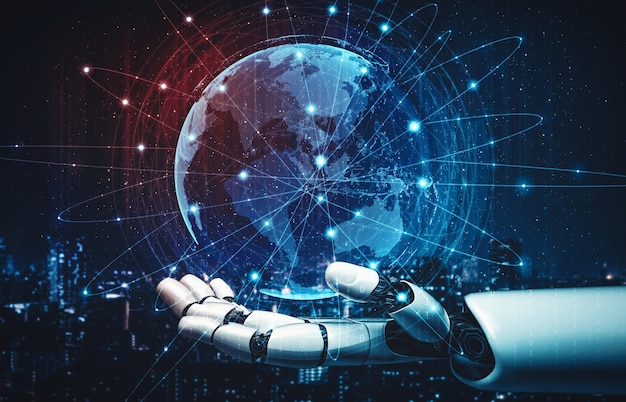 XAI Future artificial intelligence and machine learning for AI droid robot or cyborg