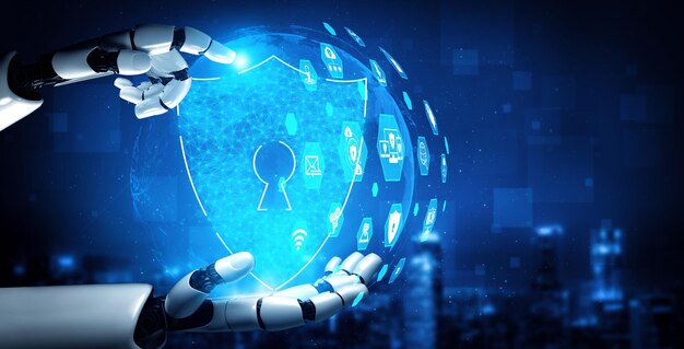 XAI Future artificial intelligence robot and cyborg