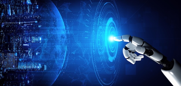 XAI Future artificial intelligence robot and cyborg