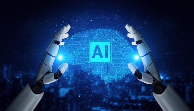 XAI Future artificial intelligence robot and cyborg