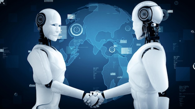 XAI Future financial technology controll by AI robot huminoid uses machine learning