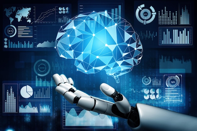 XAI Futuristic robot artificial intelligence concept