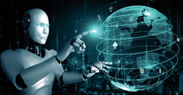 XAI Futuristic robot artificial intelligence huminoid AI for industrial factory