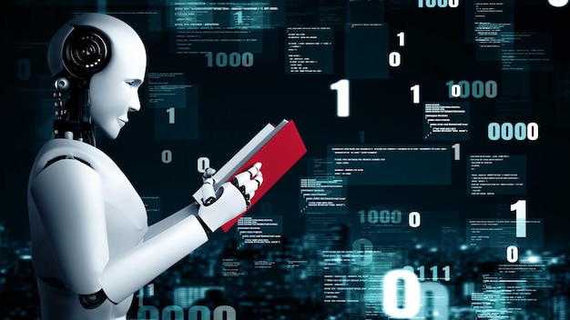 XAI Futuristic robot artificial intelligence huminoid AI programming coding