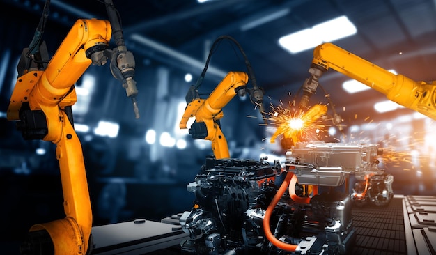 XAI Mechanized industry robot arm for assembly in factory production line