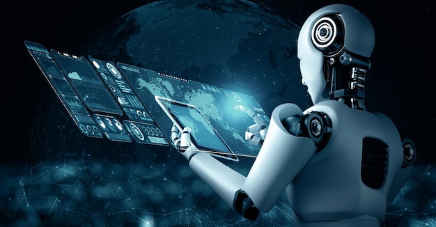 XAI Robot hominoid using tablet computer for big data analytic