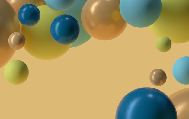 Yellow blue and orange balls Abstract background 3d render illustration 3D Illustration