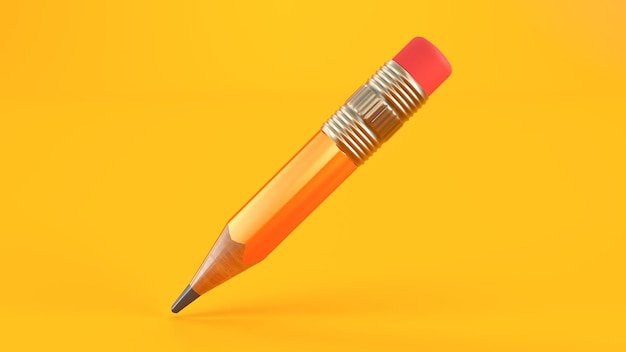 Yellow pencil isolated on Yellow background 3D render
