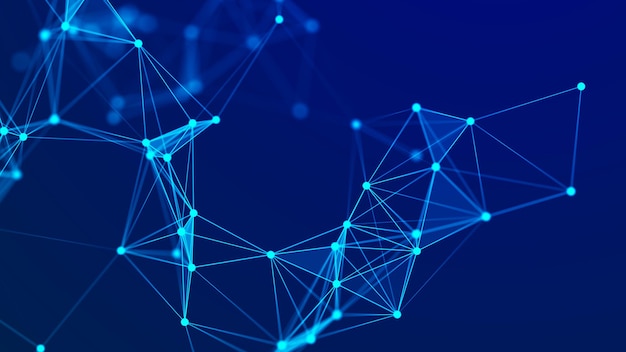 Yhdistettävät värilliset viivat ja pisteet avaruudessa. Abstrakti digitaalinen tausta. Datan verkkoyhteydet 3d
