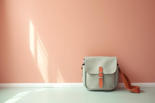 0303 camera bag in front of light pastel wall Generative AI