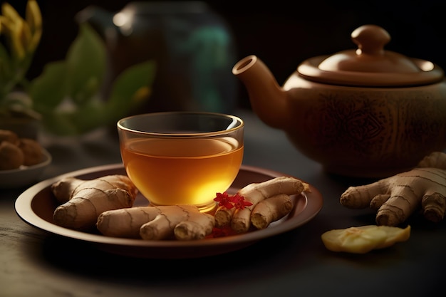 036_Korean ginseng tea with honey and ginger Generative AI