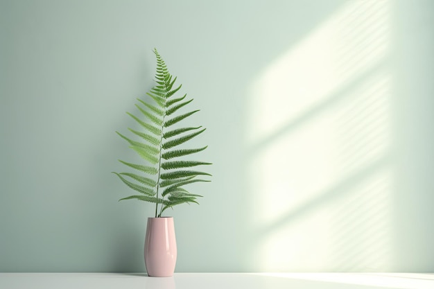 0364 Fern in front of light pastel wall Generative AI