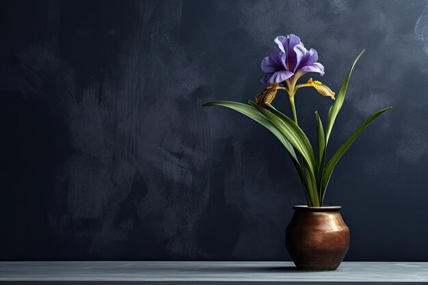 0400 Iris plant in front of dark wall Generative AI