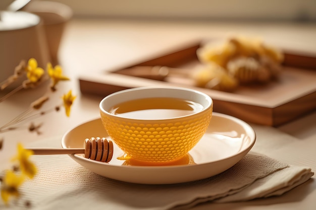 041_Korean corn silk tea with honey and lemon Generative AI