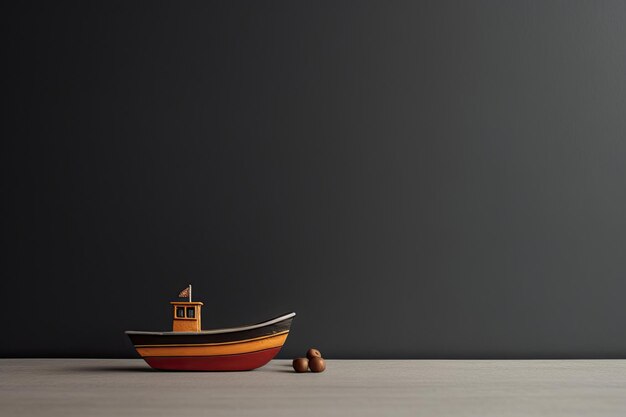 0564 Toy Boat in front of dark wall Generative AI