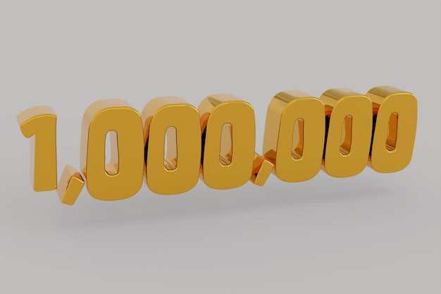 Фото 1.000.000 миллион рендеринга чисел. металлические золотые 3d цифры. 3d иллюстрации. изолированные на белом фоне