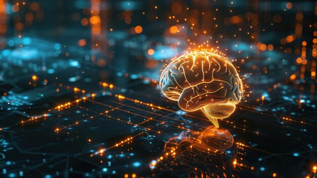 Premium Photo | 1 AI neural network visualized as a glowing brain with ...