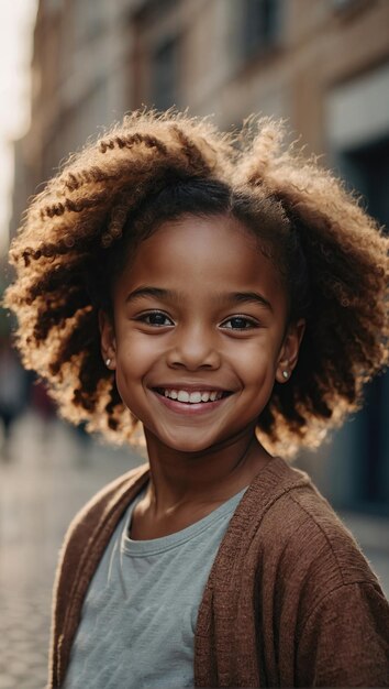 1 Black African American happy young girl candid joy child education concept