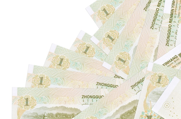 Photo 1 chinese yuan bills lies in different order isolated on white
