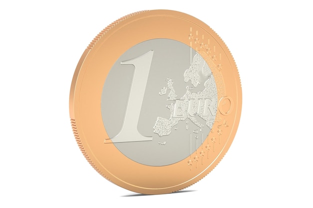 Photo 1 euro coin 3d rendering