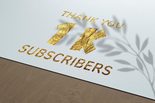 1 K abonnees viering begroetingsbanner met Golden Paper-ontwerp