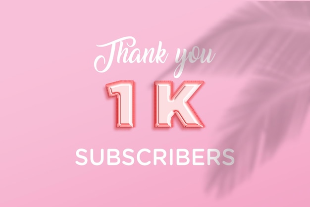 1 K subscribers celebration greeting banner with rose gold design