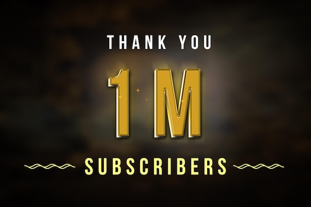 1 Million subscribers celebration greeting banner with golden design