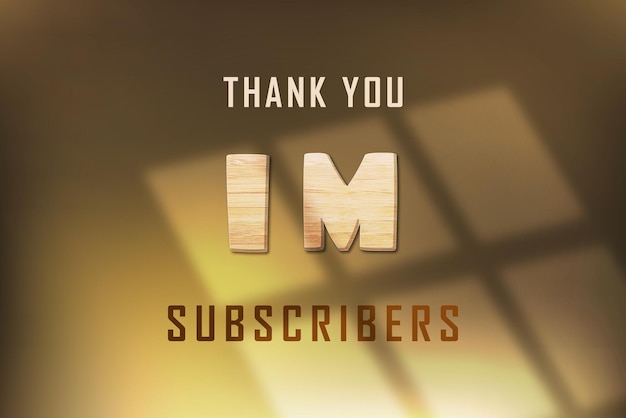 1 Million subscribers celebration greeting banner with wood design