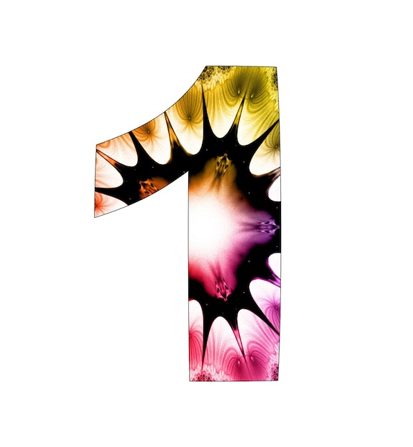 1  number with abstract design