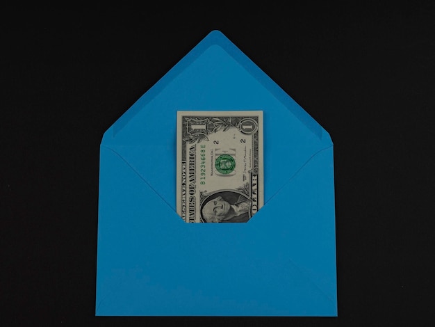 1 US dollar in an envelope