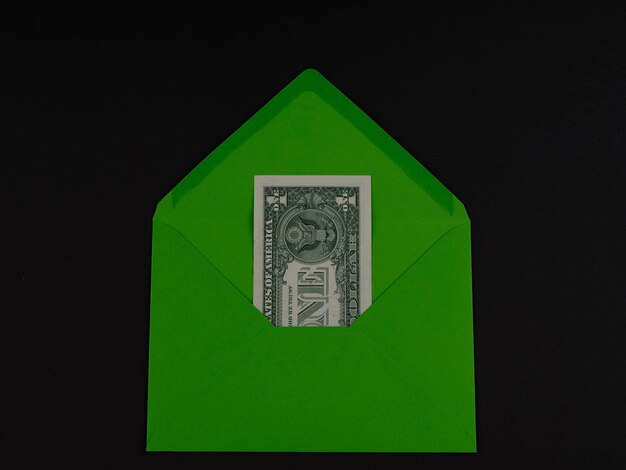 1 US dollar in an envelope