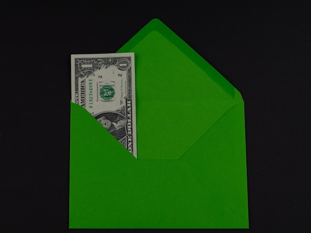 1 US dollar in an envelope