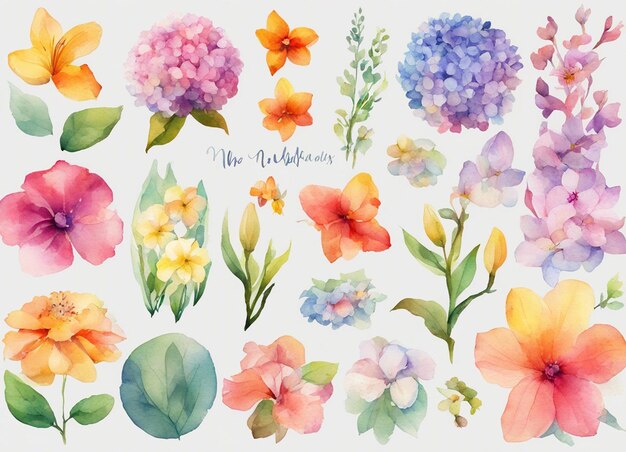 10 flower stickers the whole page is full of stickers watercolor design watercolor style