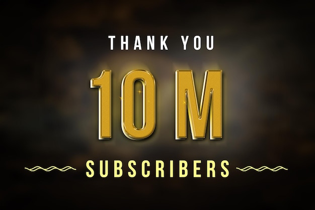 10 Million subscribers celebration greeting banner with golden design