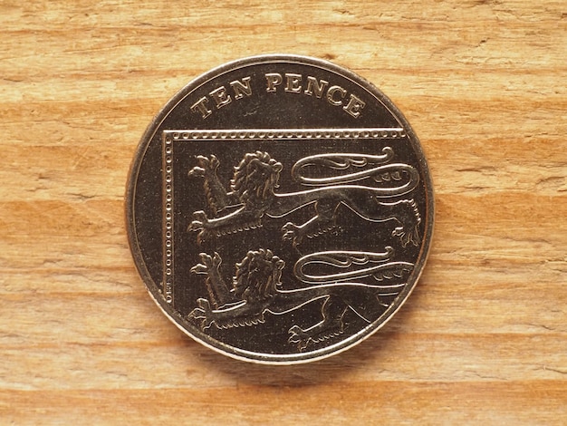 10 pence munt achterzijde munteenheid van het VK